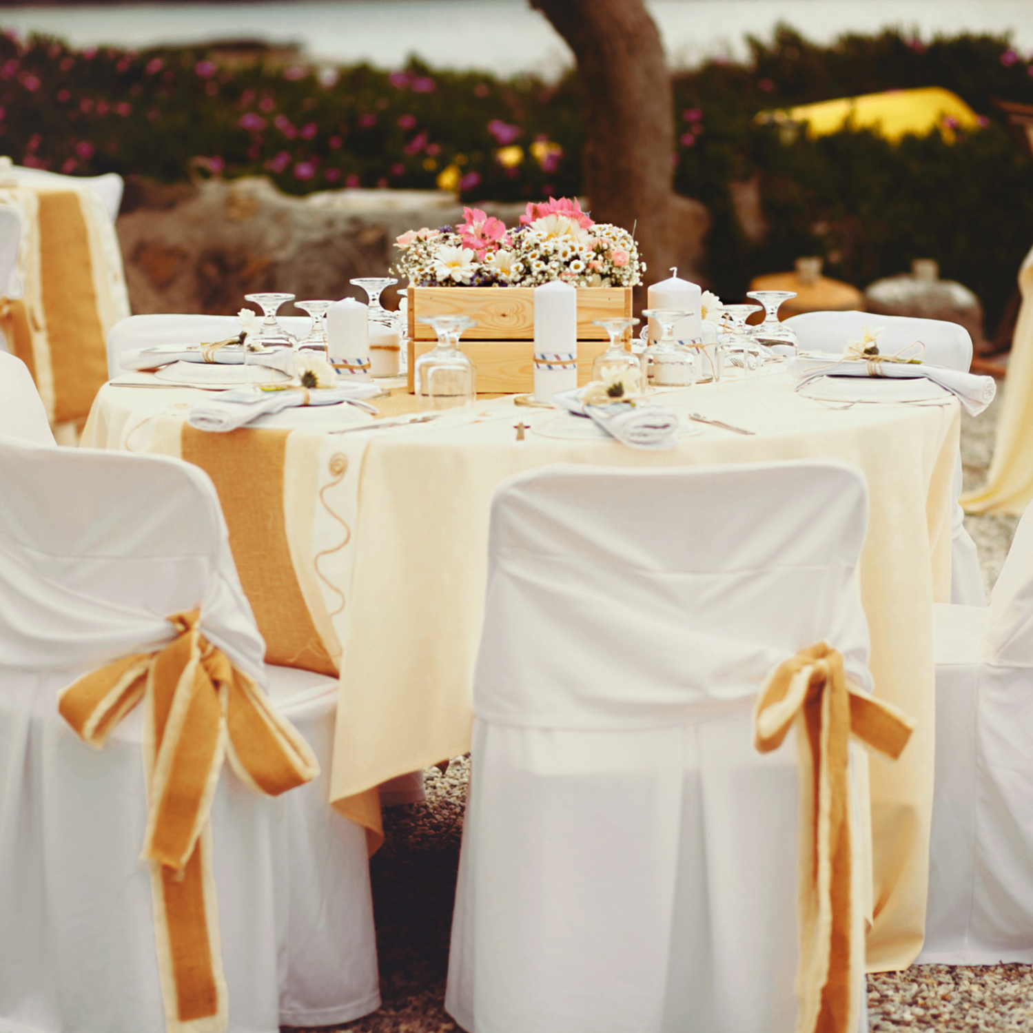 Elegant outdoor event table styled for guests